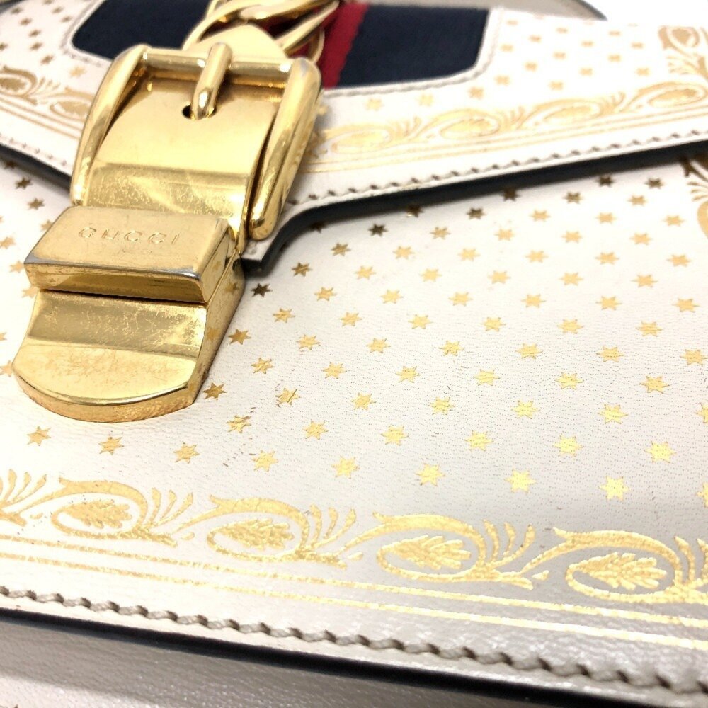 GUCCI Authentic White Leather Sylvie Shoulder Bag - Picture 8 of 16